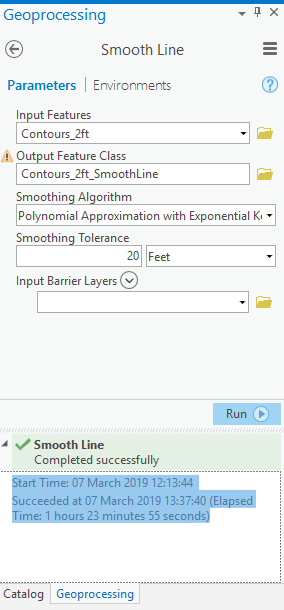 ArcGIS Pro 2.2.3 Smooth Line GP tool